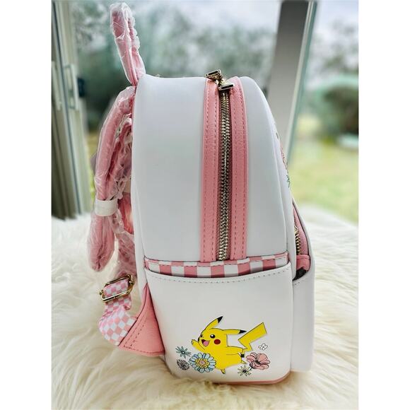 *NEW EXCLUSIVE* Loungefly Pokemon Pikachu and Eevee Floral Mini Backpack - Picture 3 of 7